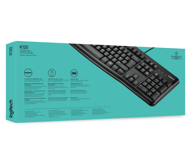Logitech K120 Keyboard czarna USB - 57307 - zdjęcie 3
